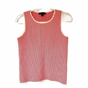 Ann Taylor Women's Orange and White Sleeveless Stripped Knit Top Size US XS